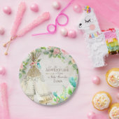 BOHO Chic Teepee Cactus Baby Meisje Douche Hout Ku Papieren Bordje (Feest)