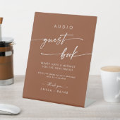 Boho Chic Terracotta Audio Guestbook Wedding Reclamebord Met Voetstuk (Insitu)
