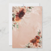 Boho Chic Terracotta Bloemen Pampas Grass Bruiloft Kaart (Achterkant)