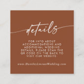 Boho chic terracotta bruiloft QR-code Details Informatiekaartje (Voorkant)