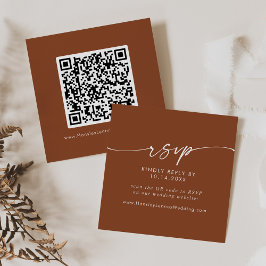 Boho Chic Terracotta Bruiloft QR Code RSVP Informatiekaartje