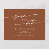 Boho Chic Terracotta Bruiloft Save the Date Uitnodiging Briefkaart (Voorkant)