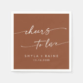 Boho Chic Terracotta Cheers to Love Wedding Servet (Voorkant)