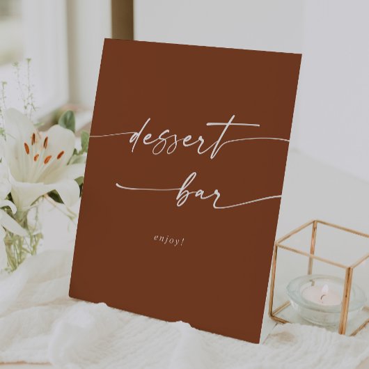 Boho Chic Terracotta Dessert Bar Trouwen Reclamebord Met Voetstuk