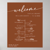 Boho Chic Terracotta DIY Wedding Welkom Tijdlijn Poster (Voorkant)