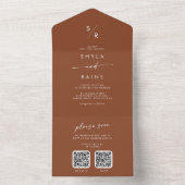 Boho chic terracotta dubbele QR code bruiloft All In One Uitnodiging (Binnen)