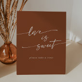 Boho Chic Terracotta Liefde is een lieve bruiloft Reclamebord Met Voetstuk