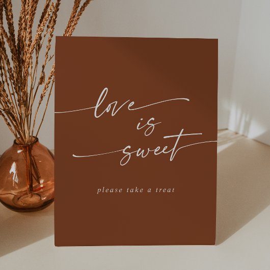 Boho Chic Terracotta Liefde is een lieve bruiloft Reclamebord Met Voetstuk