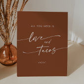 Boho Chic Terracotta Love Taco Bar Trouwen Reclamebord Met Voetstuk