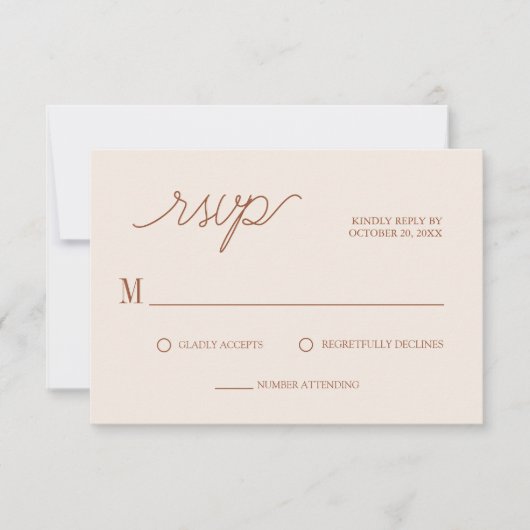 Boho Chic Terracotta Minimal Wedding RSVP Kaartje (Voorkant)