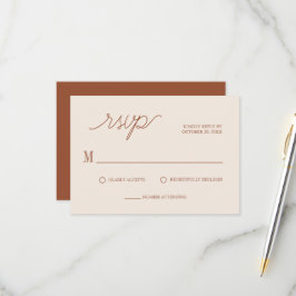 Boho Chic Terracotta Minimal Wedding RSVP Kaartje