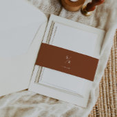 Boho chic terracotta monogram bruiloft uitnodigingen wikkel