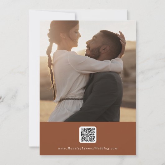 Boho Chic Terracotta Multi Foto QR Code Save The Date (Achterkant)