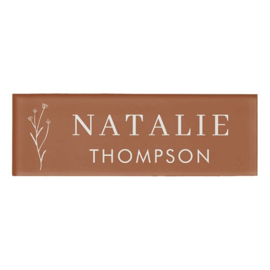 Boho Chic Terracotta Personalized Employee Event Naambadge (Voorkant)