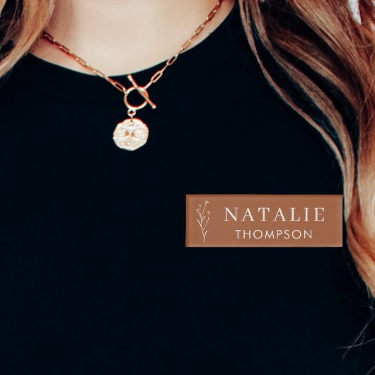 Boho Chic Terracotta Personalized Employee Event Naambadge