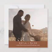 Boho Chic Terracotta Square Foto Terug Save The Date (Achterkant)