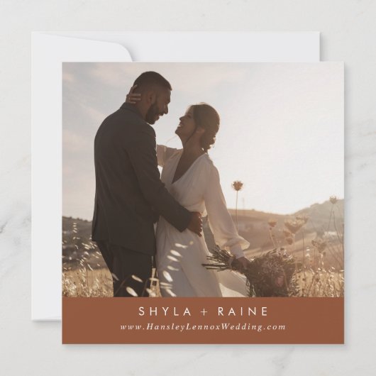 Boho Chic Terracotta Square Foto Terug Save The Date (Achterkant)