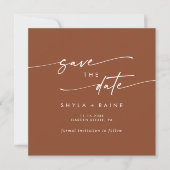 Boho Chic Terracotta Square Foto Terug Save The Date (Voorkant)