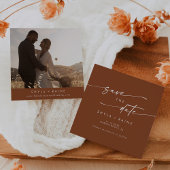 Boho Chic Terracotta Square Foto Terug Save The Date