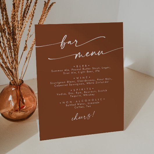 Boho Chic Terracotta Wedding Bar Reclamebord Met Voetstuk