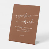 Boho Chic Terracotta Wedding Signature Drink Reclamebord Met Voetstuk (Voorkant)