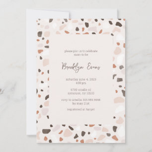 Boho Chic Terrazzo Baby shower Invitation Kaart