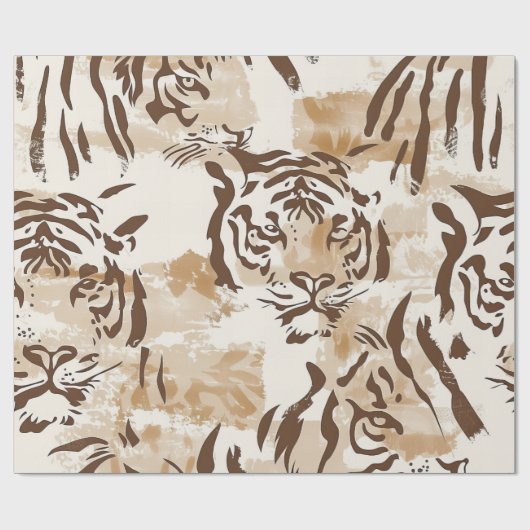 Boho Chic Tiger Print Design Cadeaupapier (Vlak)