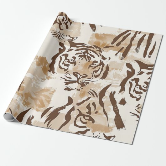 Boho Chic Tiger Print Design Cadeaupapier (Uitgerold)
