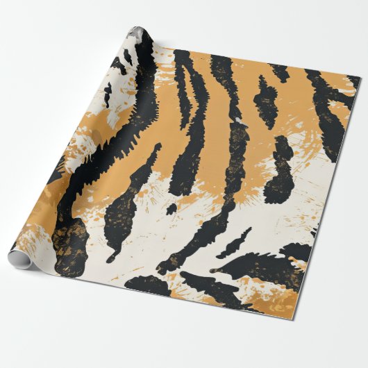 Boho Chic Tiger Print Design Cadeaupapier (Uitgerold)