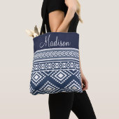 Boho Chic Tribal Patroon Monogram Tote Bag (Dichtbij)