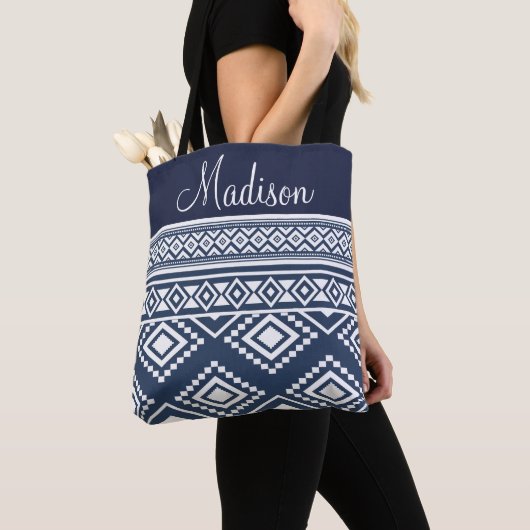 Boho Chic Tribal Patroon Monogram Tote Bag (Dichtbij)