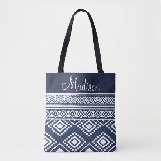 Boho Chic Tribale Patronen met Monogram Tote Bag (Voorkant)