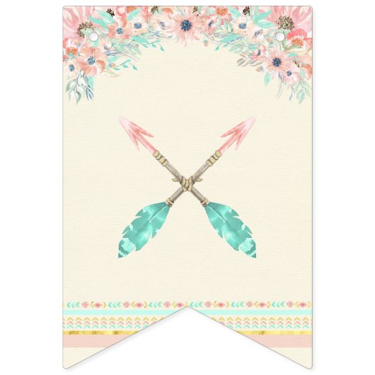 Boho Chic Tribale Pijlen Veer Perzik Roze Mint Vlaggetjes (Tiende vlag)