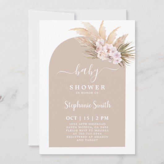 Boho Chic Tropical Baby shower Girl Invitation Kaart (Voorkant)