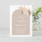 Boho Chic Tropical Baby shower Girl Invitation Kaart (Staand voorkant)