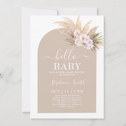 Boho Chic Tropical Baby shower Girl Invitation Kaart (Voorkant)