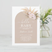 Boho Chic Tropical Baby shower Girl Invitation Kaart (Staand voorkant)