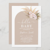 Boho Chic Tropical Baby shower Girl Invitation Kaart (Voorkant / Achterkant)