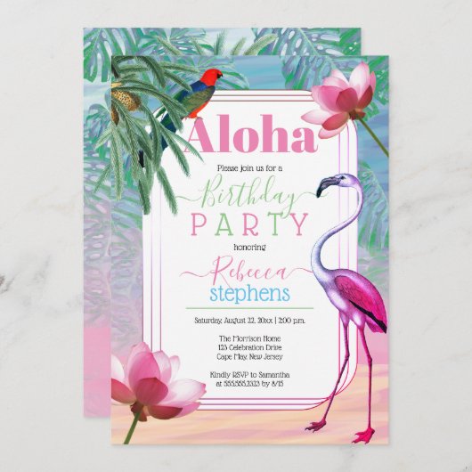 Boho Chic Tropical Beach Waterverf Birthday Party Kaart (Voorkant / Achterkant)