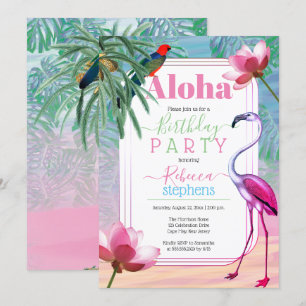 Boho Chic Tropical Beach Waterverf Birthday Party Kaart