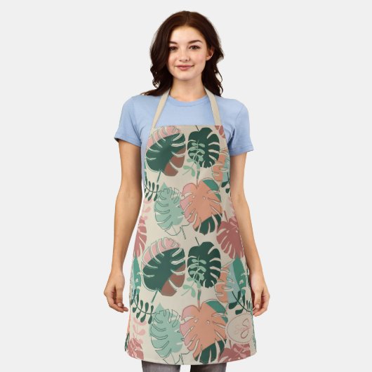 Boho Chic Tropical Botanical Pattern Monogram Schort (Gedragen)