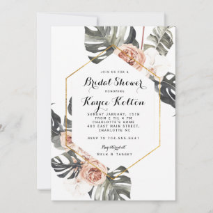 Boho Chic Tropical Bridal Shower INvitation Kaart