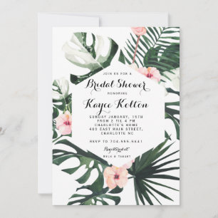 Boho Chic Tropical Bridal Shower INvitation Kaart