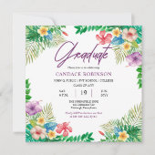 Boho Chic Tropical Hibiscus Graduation Party Kaart (Voorkant)