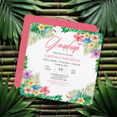 Boho Chic Tropical Hibiscus Graduation Party Kaart