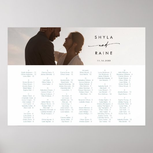 Boho Chic Turquoise en Witte Foto Stoelenplattegro Poster (Voorkant)