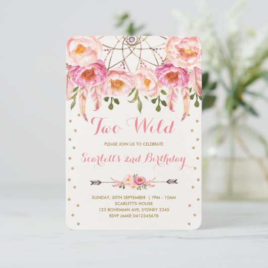 Boho Chic Twee Wild 2e Verjaardag Dreamcatcher Par Kaart (Staand voorkant)