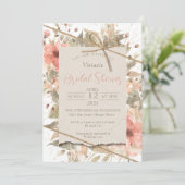 Boho Chic Twine Bow Stropdas Bruids Douche Uitnodi Kaart (Staand voorkant)