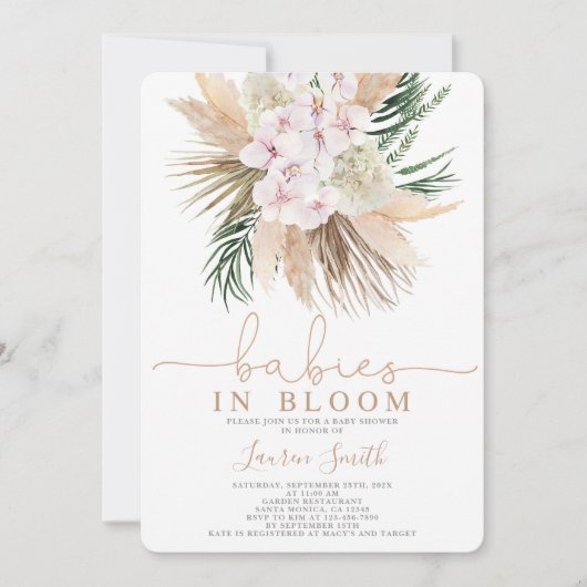 Boho chic Twins Baby shower-uitnodiging Kaart (Voorkant)