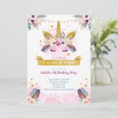 Boho Chic Unicorn Face Birthday Uitnodiging (Staand voorkant)